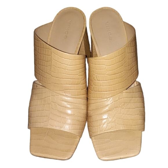Vince "Nelda" Cutout Croc-Effect Leather Mules in Beige Size 10M - Picture 7 of 8